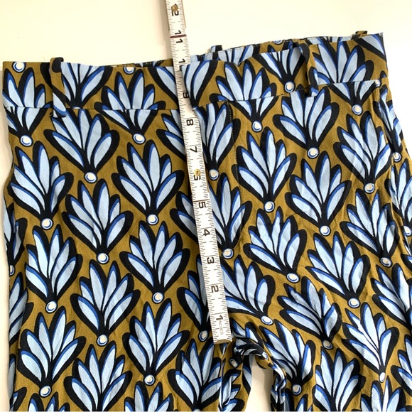 Zara Wide Leg Pants Blue Brown Leaf Print Size Small Lightweight Flowy - Picture 7 of 12